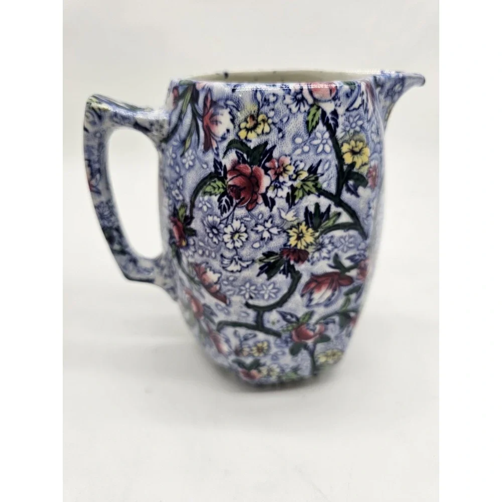 Ringtons Tea Merchants Maling Ware Blue Chinz Hot Water Coffee Pitcher‎ W/ Lid